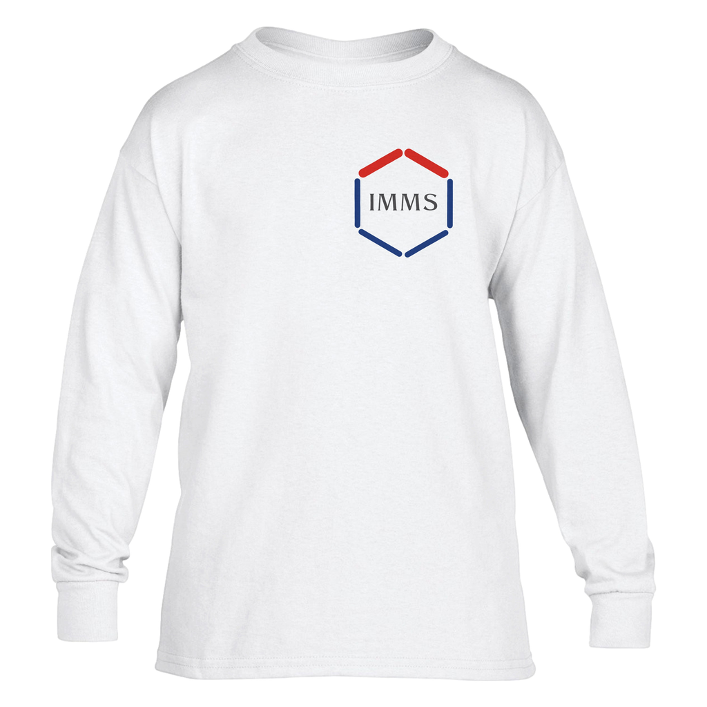 T-shirt a maniche lunghe per ragazzi in cotone pesante IMMS bianca