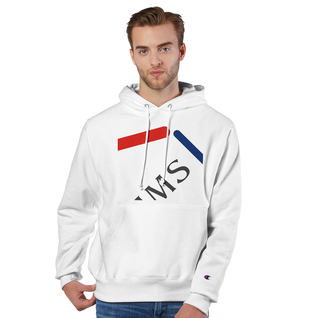 Felpa con cappuccio unisex in poliestere riciclato bianca | Champion per IMMS